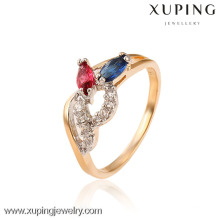 13014 xuping modeschmuck Hohe Qualität Vergoldet Ring Kristall Multicolor Ring Damen Gold Fingerring
